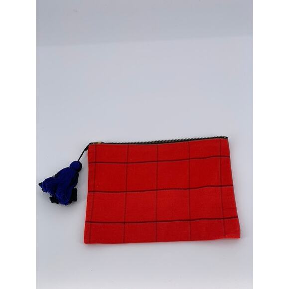 PROUD MARY Women's Orange Windowpane Tassel Clutch Wallet SZ OS - Picture 2 of 10